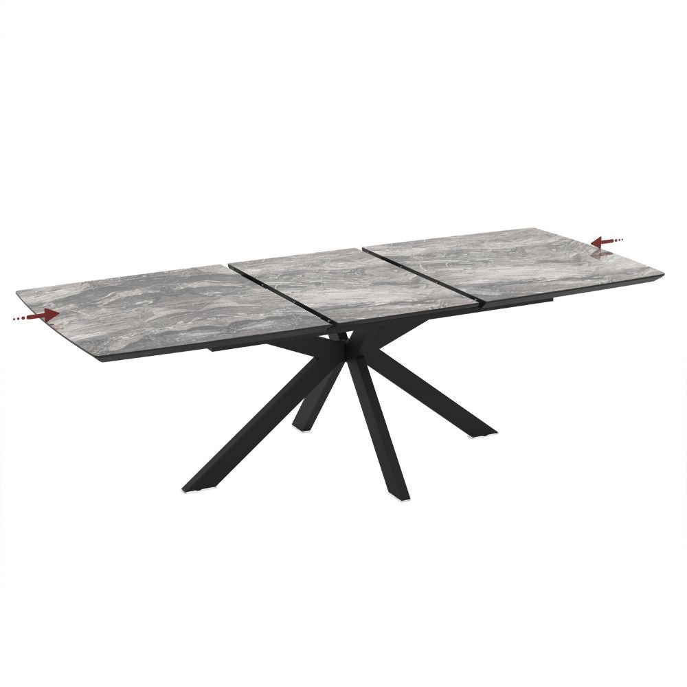 Tavolo allungabile Verano con piano colore marmo arabesque nero e gambe nere
