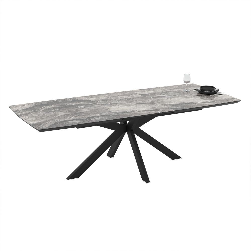 Tavolo allungabile Verano con piano colore marmo arabesque nero e gambe nere