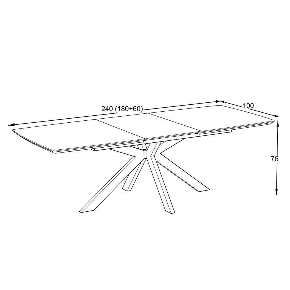 Tavolo allungabile Verano con piano travertino e gambe nere