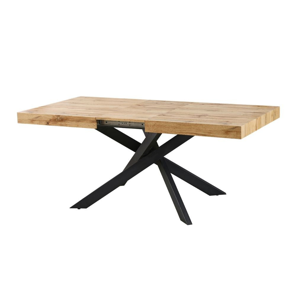 Tavolo Belinda allungabile piano colore rovere e struttura colore nero