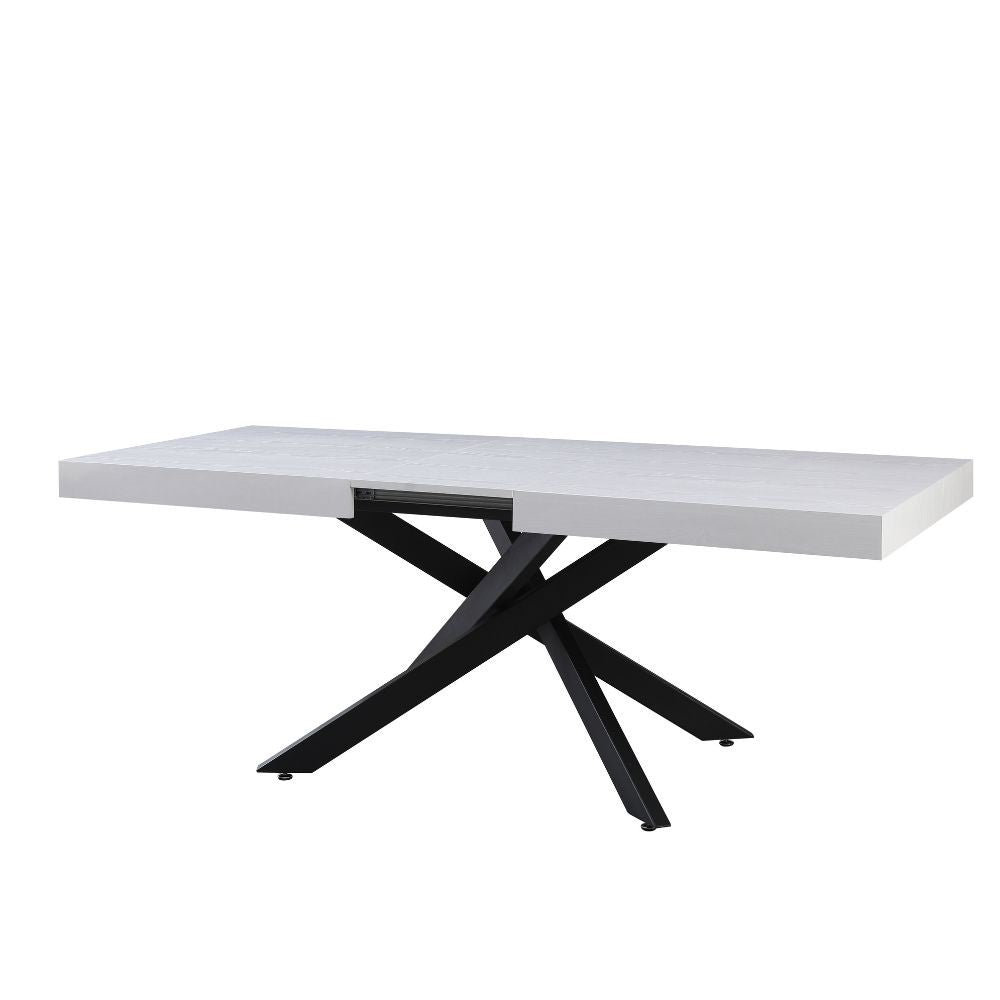 Tavolo Belinda allungabile piano impiallacciato legno colore bianco frassinato e struttura colore nero
