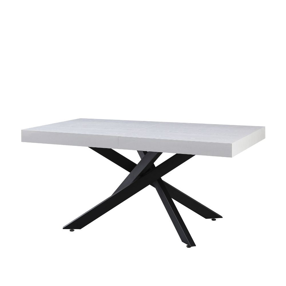 Tavolo Belinda allungabile piano impiallacciato legno colore bianco frassinato e struttura colore nero