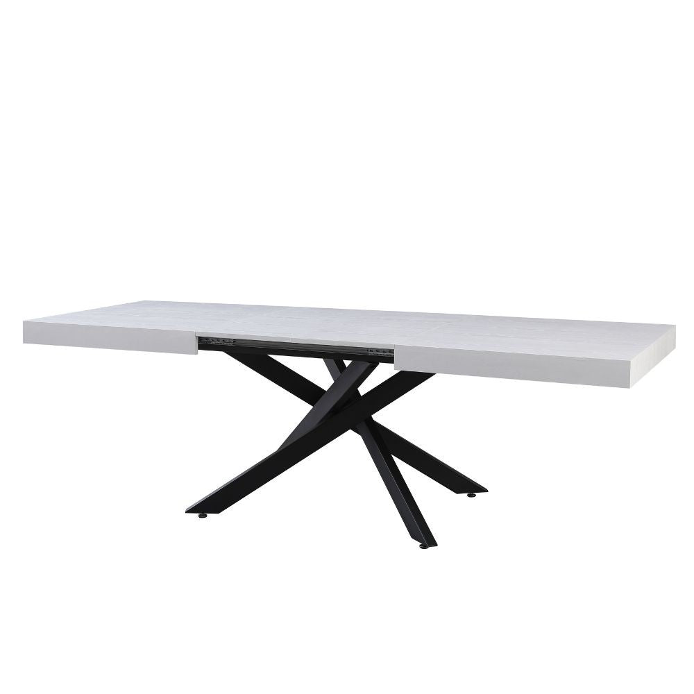 Tavolo Belinda allungabile piano impiallacciato legno colore bianco frassinato e struttura colore nero