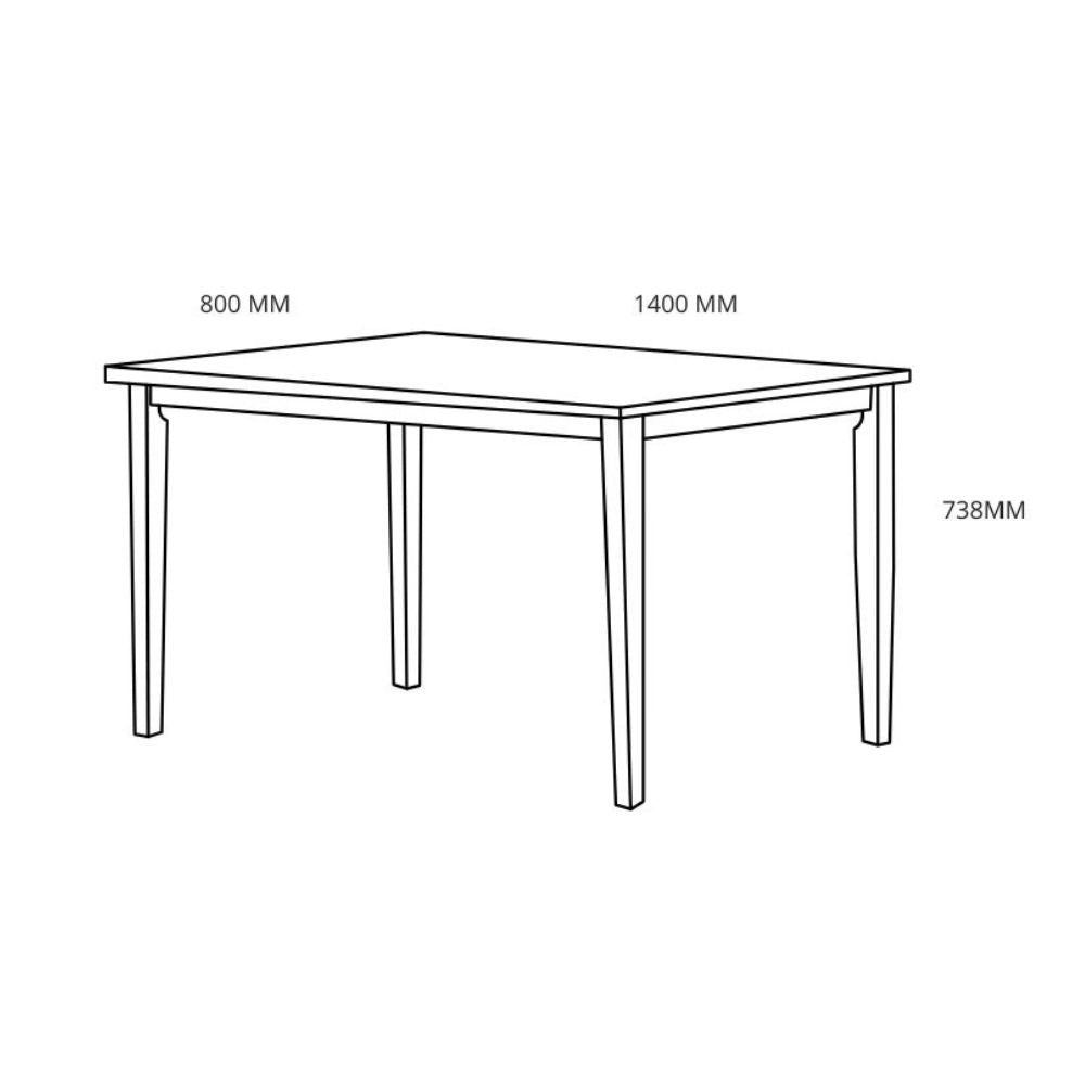 Tavolo Dori in legno colore bianco opaco laccato H 73.8x140x80 cm.