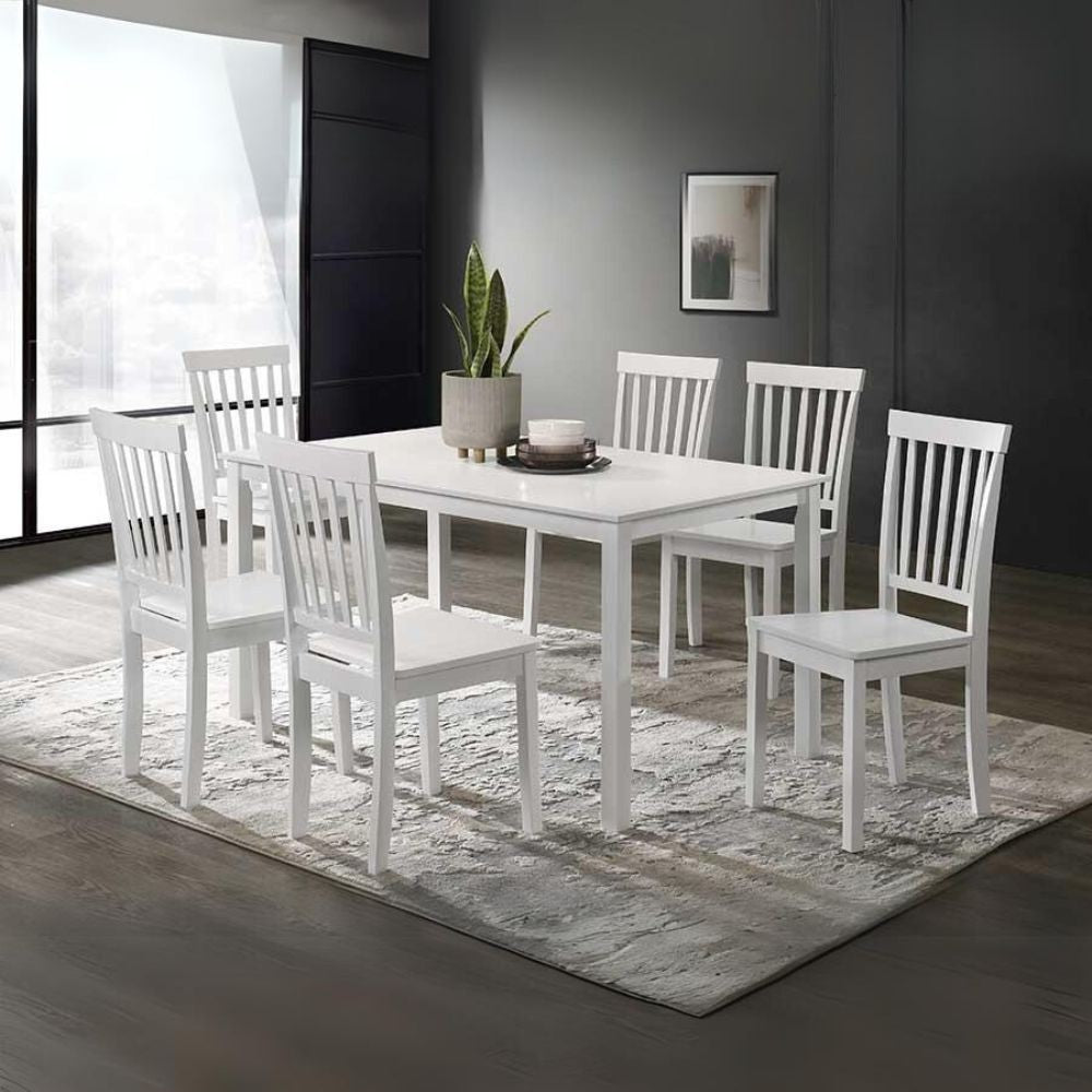 Tavolo Dori in legno colore bianco opaco laccato H 73.8x140x80 cm.