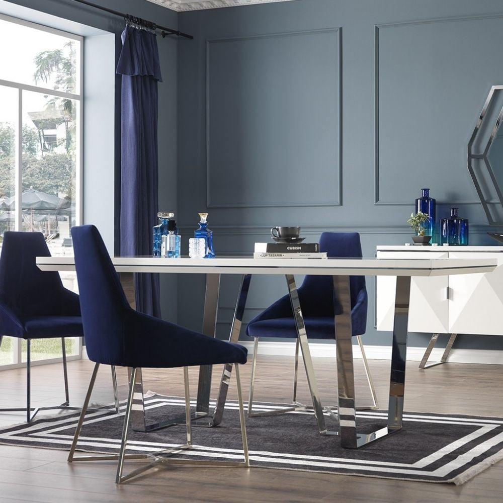 Tavolo Enzio bianco laccato lucido 185x95x78h