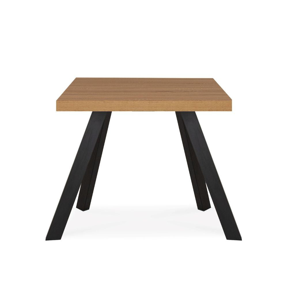 Tavolo fisso Marburg 80x80 con piano teak e struttura in acciaio antracite