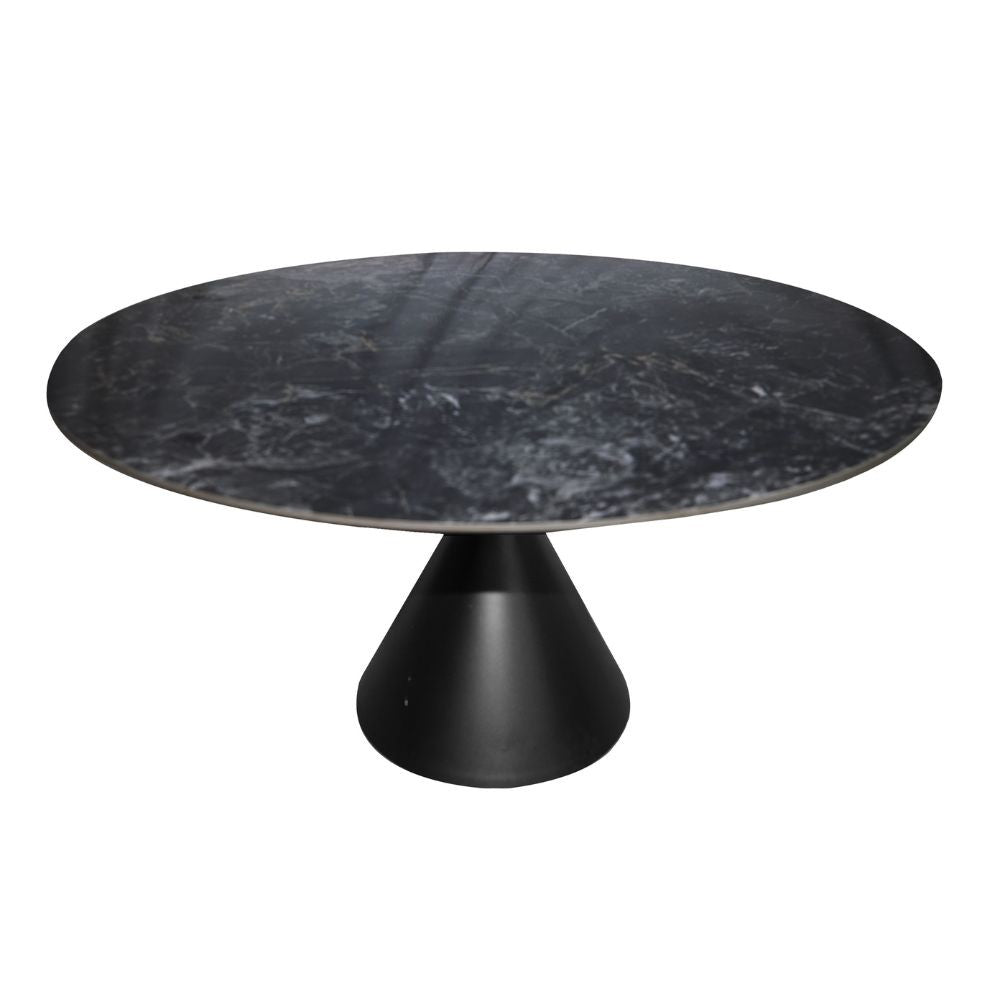 Tavolo fisso Punto con piano effetto marmo nero D150xH76 cm.