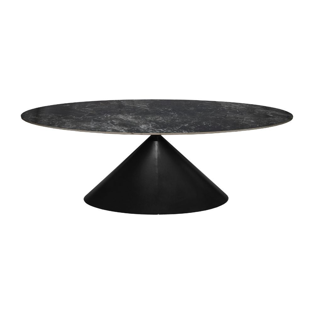 Tavolo ovale fisso Punto con piano effetto marmo nero 200x100xH76 cm.