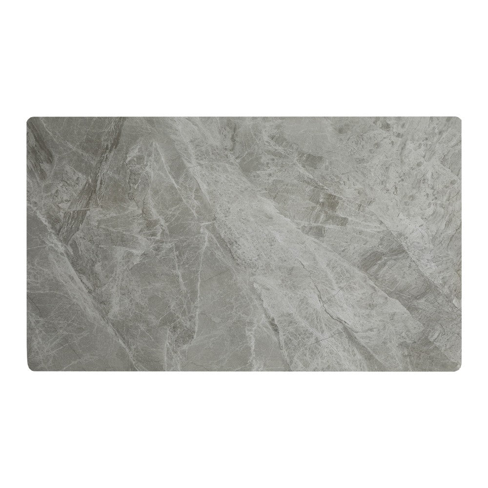 Tavolo Pacific con piano in ceramica effetto marmo grigio lucido e gambe nere