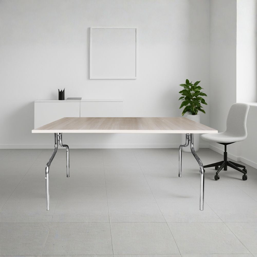 Tavolo pieghevole ESFB03 olmo con gambe in metallo cromo