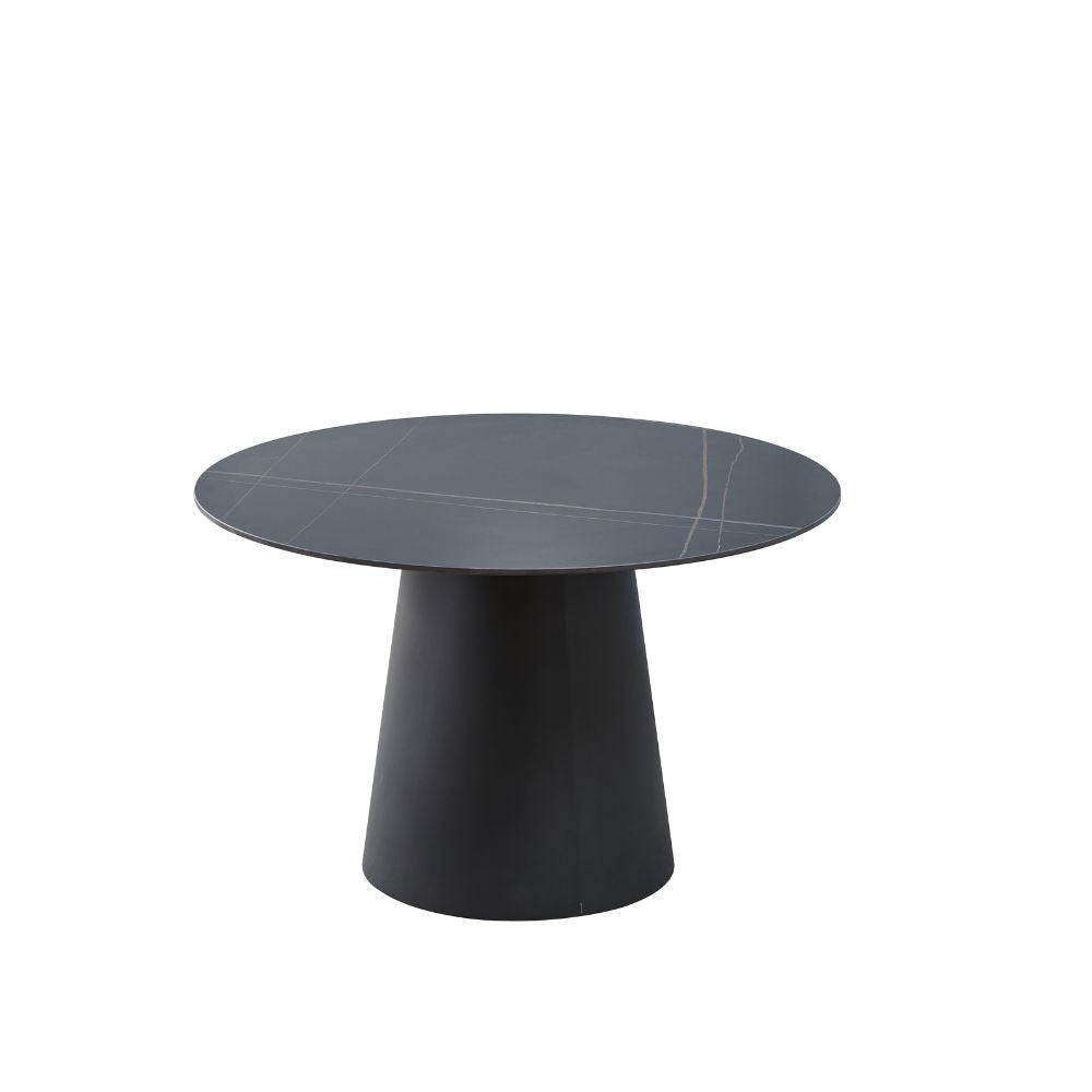 Tavolo rotondo Lauren in ceramica colore nero opaco con venature oro