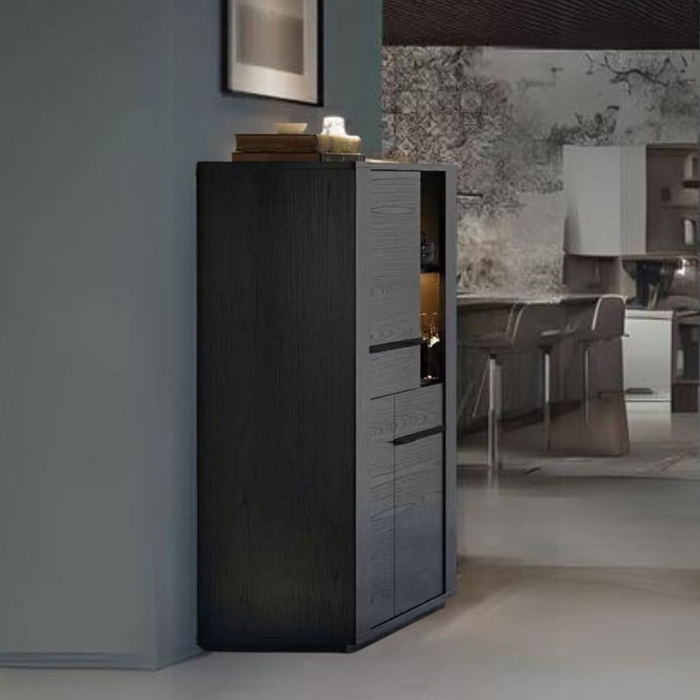 Vetrina credenza Alce 2 ante nero con particolari oro