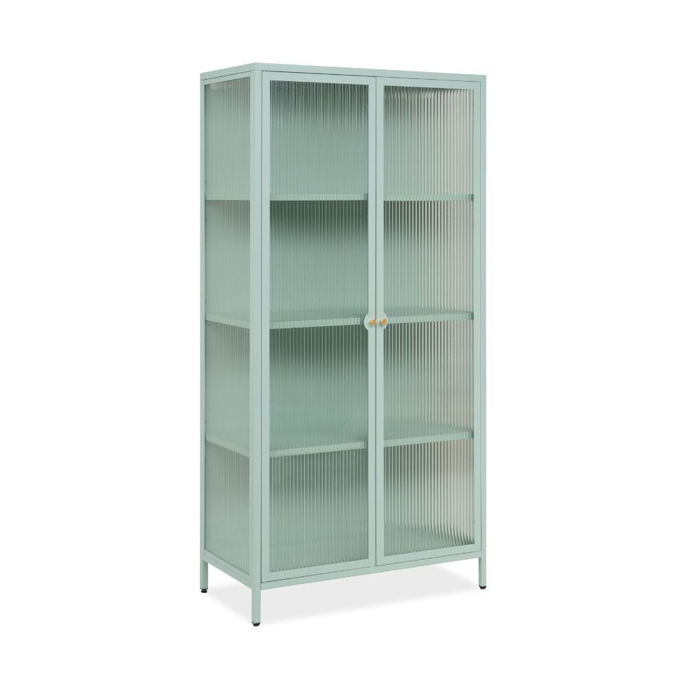 Vetrina Milton 52A in acciaio laminato con 2 ante vetro temperato ondulato colore verde menta