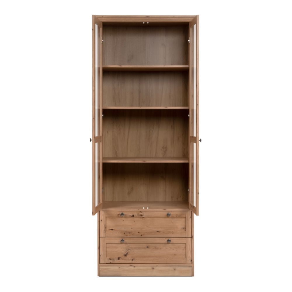 Vetrina Timber 52A con 2 ante e 2 cassetti colore rovere anticato