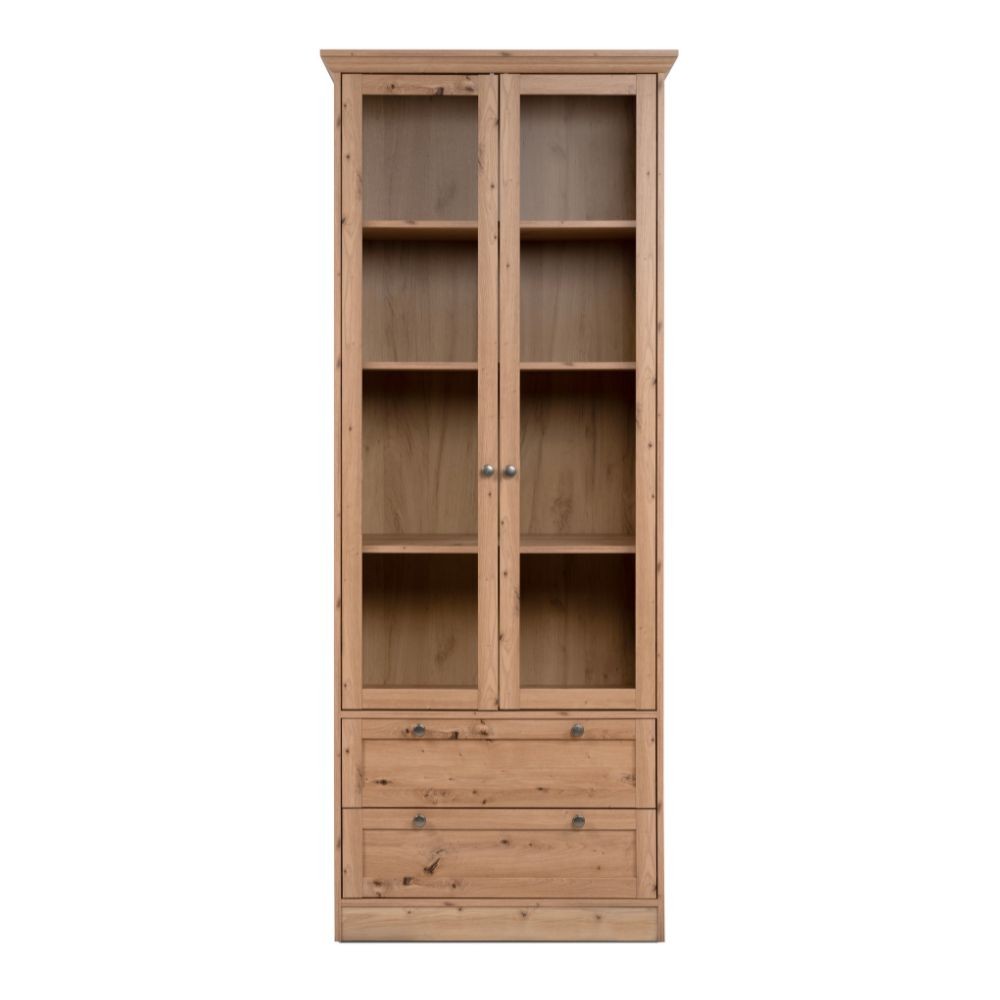 Vetrina Timber 52A con 2 ante e 2 cassetti colore rovere anticato