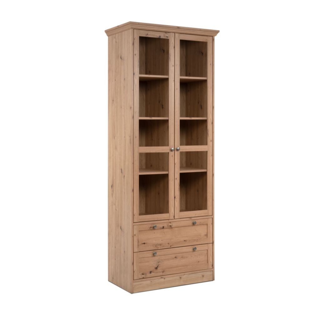 Vetrina Timber 52A con 2 ante e 2 cassetti colore rovere anticato